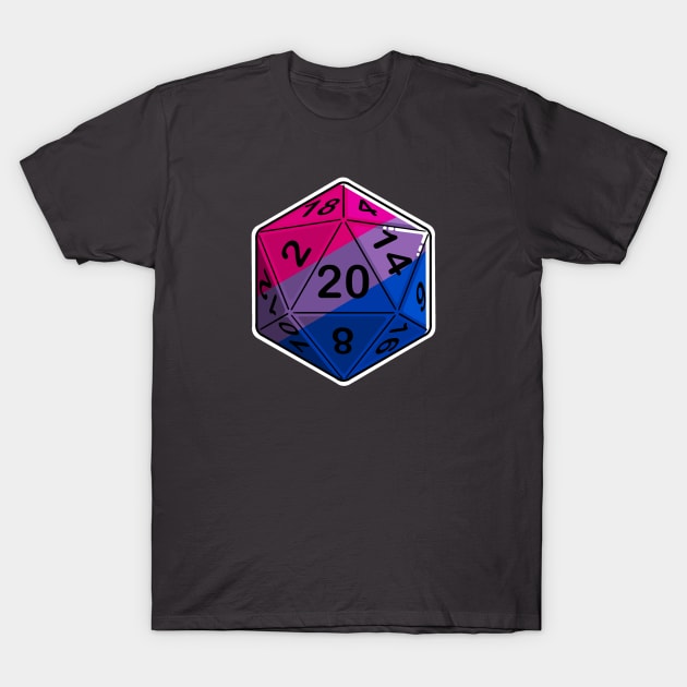 Bi Pride d20 T-Shirt by PaintbrushesAndPixels